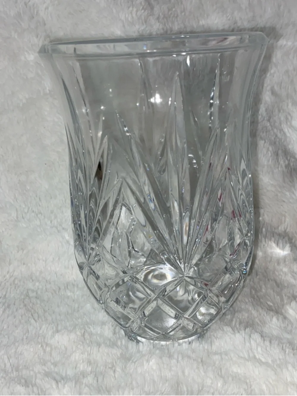 Cut Crystal Vase - Clear Glass Decorative Vase - Picture 1 of 5